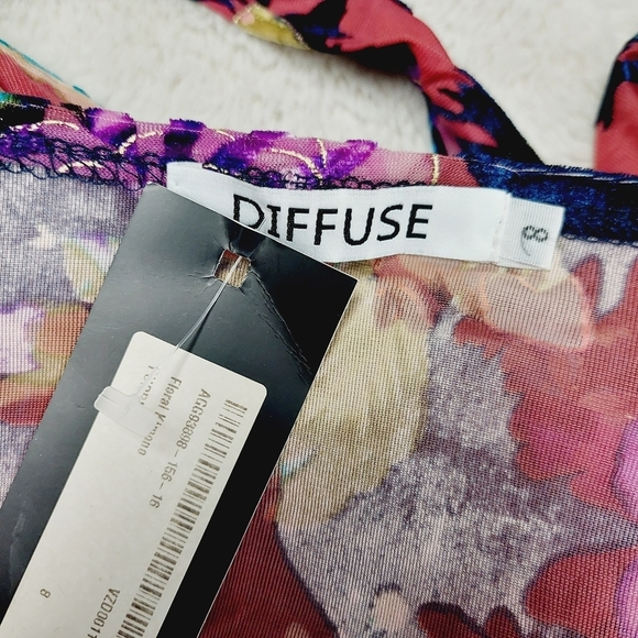 Diffuse Multicolor Bell Sleeve Tie Front Robe Sleepwear 3496 - Picture 6 of 9